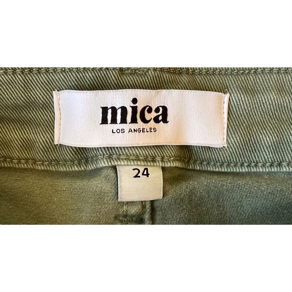 MICA Denim Sap Green Cargo Utility Cropped Straight Stretch Pants Women's 24 NWT - Picture 3 of 4